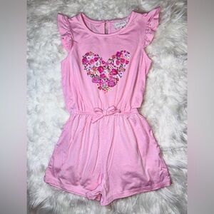btween Pink Floral Heart Romper